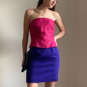 VTG 100% silk pink bustier tube top